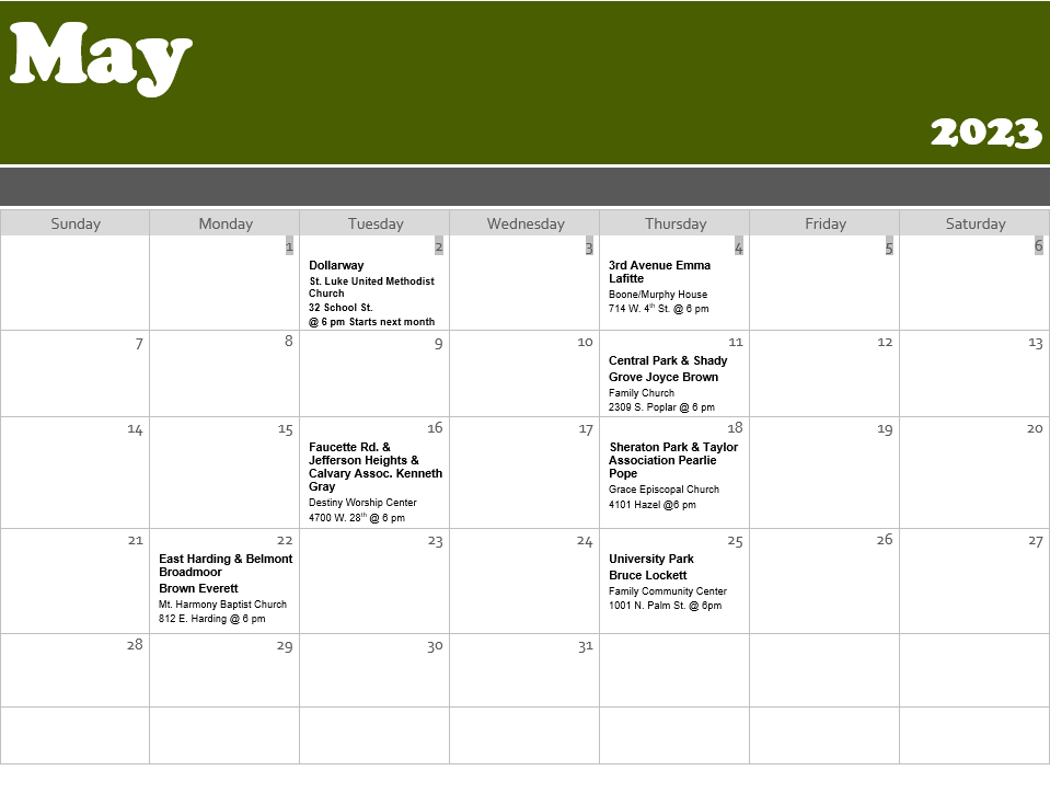 May Calendar
