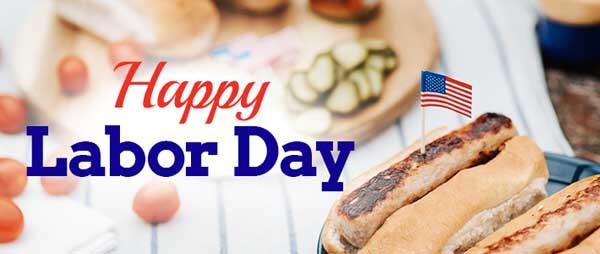 Happy Labor Day with hot dog and other foods