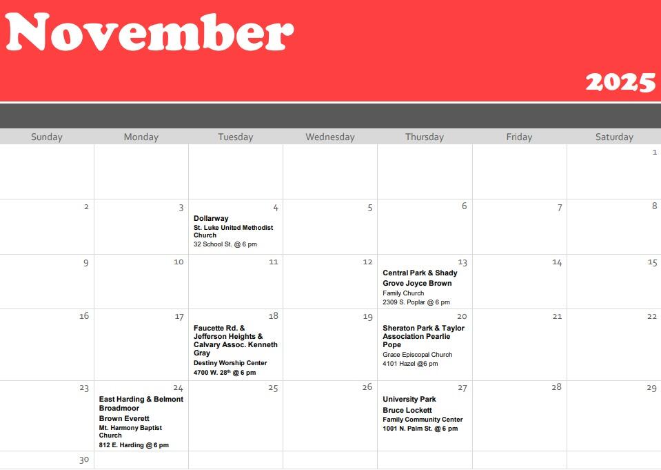 November NHW Calendar